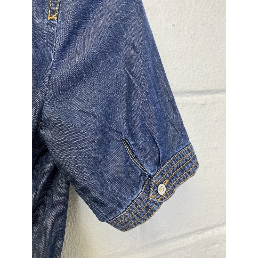 Anthropologie Pilcro Belted Denim Romper Sz 0 Shorts Wrap Tie Waist Blue‎